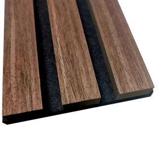 Acoustic Slat Wall Panel 2400x605x22mm Smoked Oak