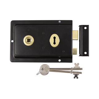 Timco Rim Sash Lock Fluted - Black  156 x 106mm  Timbag  427148