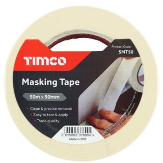 Timco Masking Tape - Cream 50m x 50mm SMT50