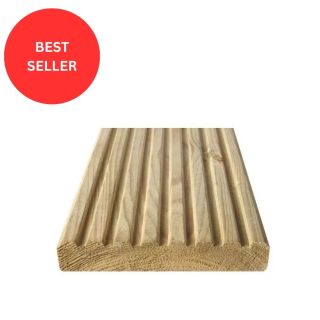 27 X 118 mm (32x125mm) Smooth & Grooved Treated Decking Per Metre