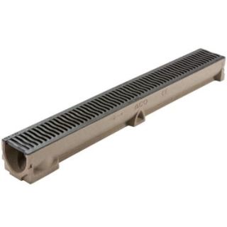 Aco Raindrain B125 Channel 1m  c/w Cast Iron Black Grating