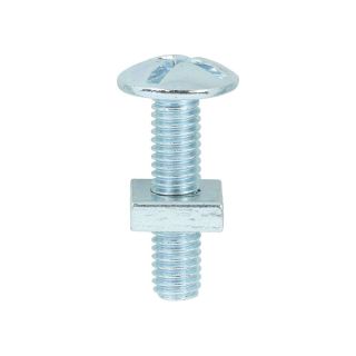 Roofing Bolt & Square Nut BZP  M6x25 per each  Bx/100  0625RB