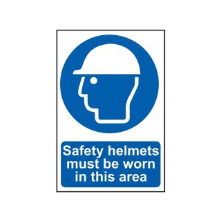 Scan Helmets Must Be Worn In   Area Sign PVC 200x300  SCA0002