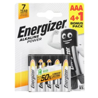 Energizer Alkaline Power Battery AAA 4+1 Bonus Pack  ENR414981