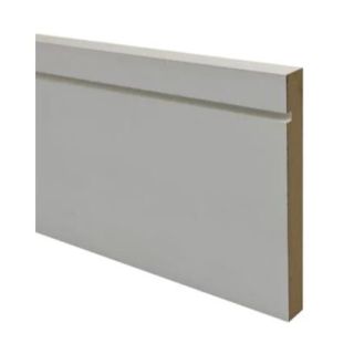 18x144mm MDF Primed Square & Grooved 2 Skirting 5.49m