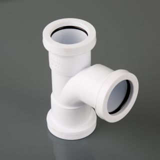 Brett W903W 32mm Push Fit Waste Pipe 92.5 deg Swept Tee White