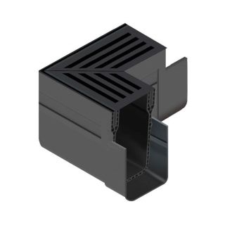 Aco Threshold Drain Corner Unit C/W Black Alu Grating (4/Pk) 19007