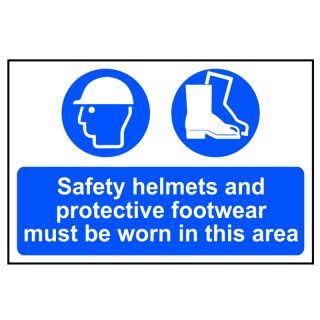 Scan Safety Helmets + Footwear Sign PVC 600x400mm     SCA4001