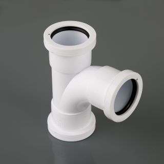 Brett W923W 40mm Push Fit Waste Pipe 92.5 deg Swept Tee White