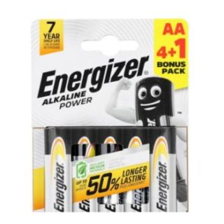 AA Energizer Alkaline Power Batteries - Pack of 4+1   ENR414974