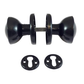 Timco Plastic Rim Mortice Knob Set - Black  50mm  427212