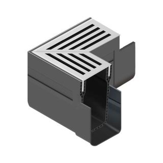 Aco Threshold Drain Corner Unit C/W Silver Alu Grating (4/Pk) 19006