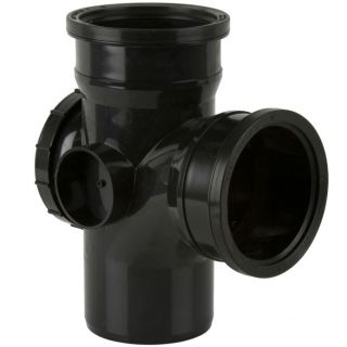 Brett BS447B 110mm Double Socket Soil Pipe Access Branch 92.5 Dg Black