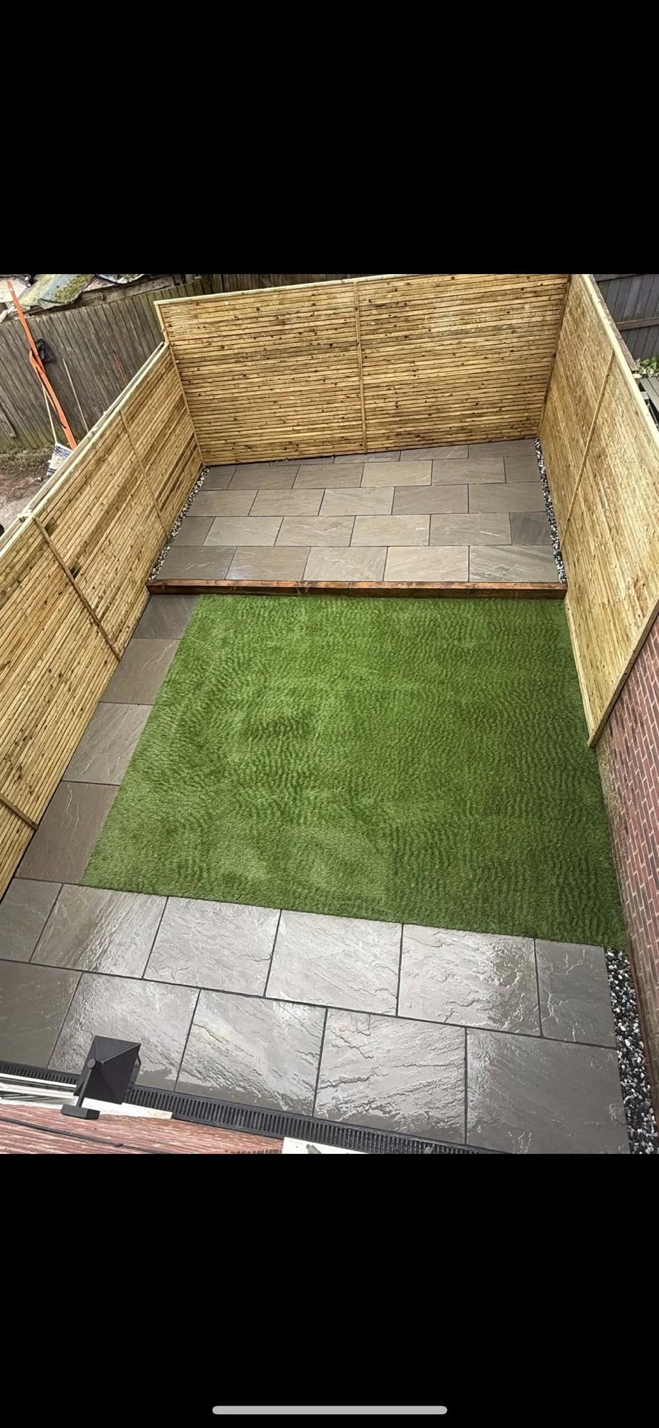 english garden with indian stone paving