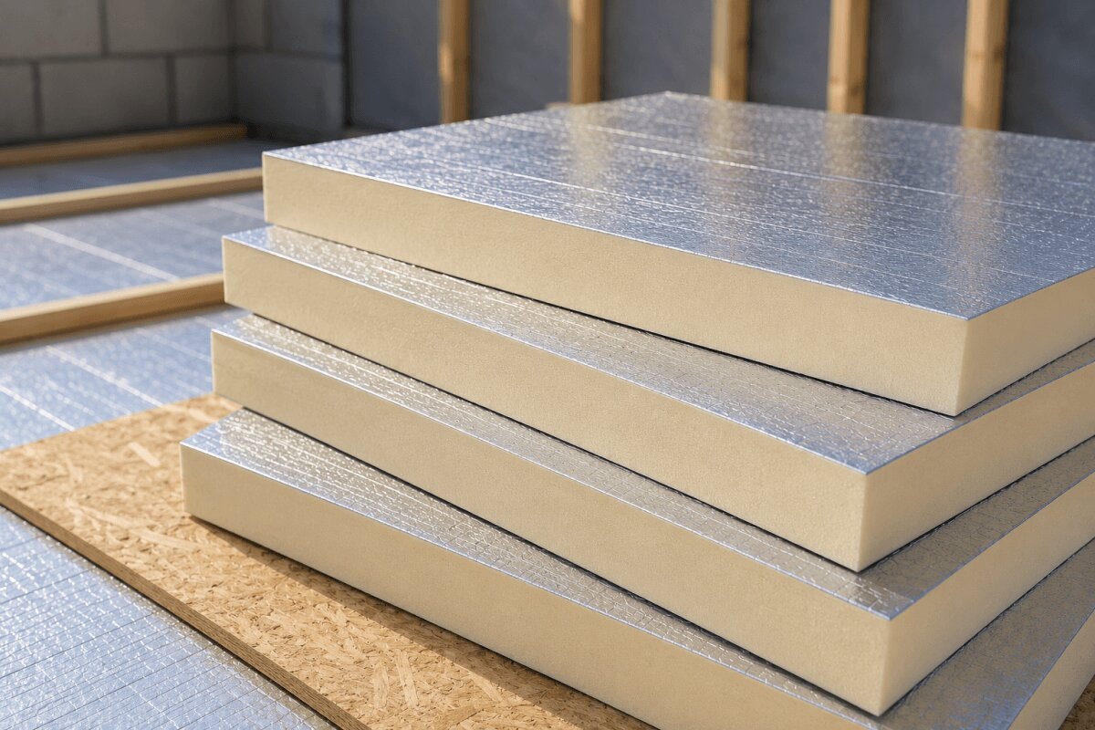 stacked foiled pir insulation boards